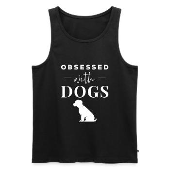 Des chiens drôles de phrases - Débardeur bio Premium Homme - noir - Devant - AI Model Male 178 light (178cm)