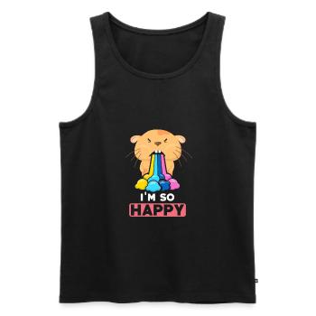 Hamster Im so Happy - Men's Premium Organic Tank Top - black - Front - Michal (187cm)