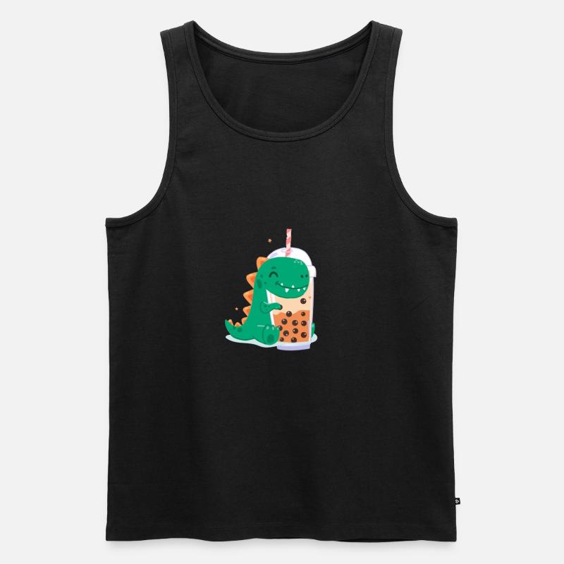 Bubble Tea Dino - Männer Premium Bio Tank Top - Schwarz