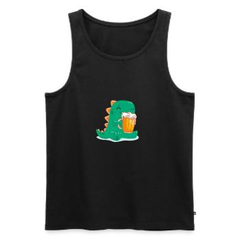 Beer Gift with Dino - Men's Premium Organic Tank Top - black - Front - AI Model Male 178 light (178cm)