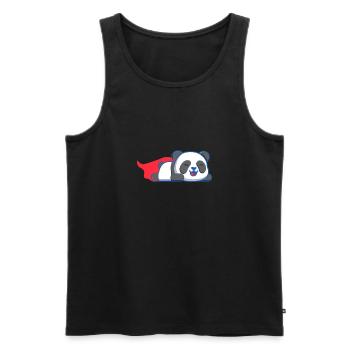 Panda Superheld - Männer Premium Bio Tank Top - Schwarz - Vorne - AI Model Male 178 light (178cm)