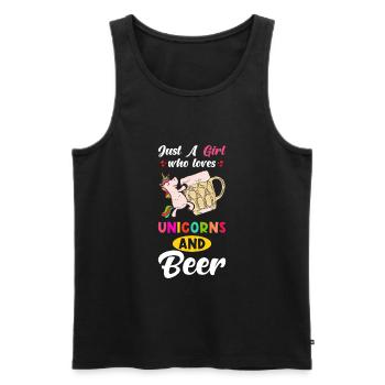 Bier und Einhorn Spruch - Männer Premium Bio Tank Top - Schwarz - Vorne - AI Model Male 178 light (178cm)
