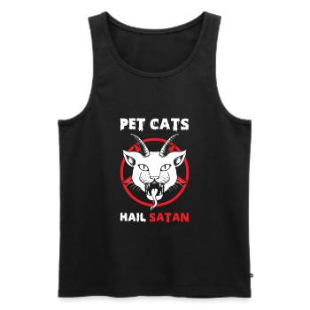 Pet Cats Hail Satan - Men's Premium Organic Tank Top - black - Front - AI Model Male 178 light (178cm)