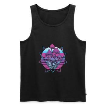 Champignons Vaporwave - Débardeur bio Premium Homme - noir - Devant - Michal (187cm)