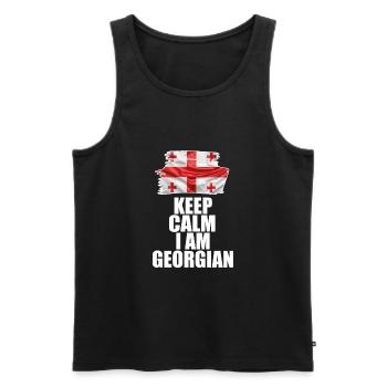 Keep Calm At Georgian - Men's Premium Organic Tank Top - black - Front - Michal (187cm)