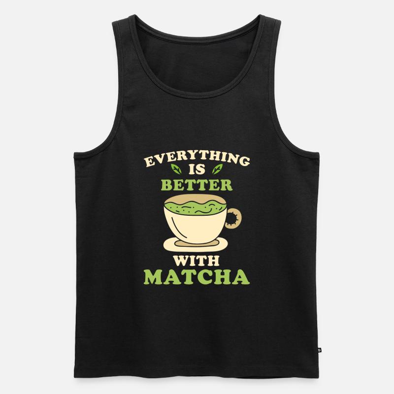 Matcha Tee - Männer Premium Bio Tank Top - Schwarz