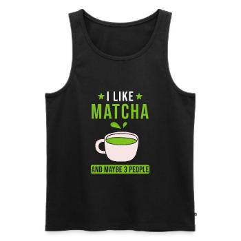 Matcha Tea Saying - Men's Premium Organic Tank Top - black - Front - AI Model Male 178 light (178cm)