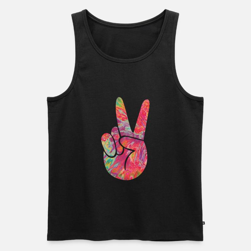 Peace Finger - Männer Premium Bio Tank Top - Schwarz