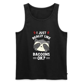 Waschbär Spruch I just really like Raccons ok - Männer Premium Bio Tank Top - Schwarz - Vorne - Michal (187cm)