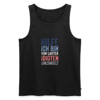 Aide Je suis entouré d’idiots - Débardeur bio Premium Homme - noir - Devant - AI Model Male 178 light (178cm)