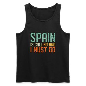 Spain is Calling I must go - Men's Premium Organic Tank Top - black - Front - AI Model Male 178 light (178cm)