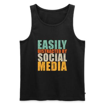 Slogan des médias sociaux - Débardeur bio Premium Homme - noir - Devant - AI Model Male 178 light (178cm)
