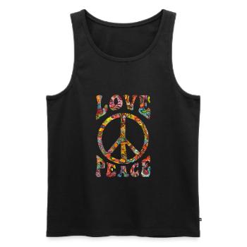 Signe de paix d’amour Hippie - Débardeur bio Premium Homme - noir - Devant - Michal (187cm)