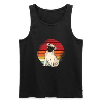 Mops Retro - Männer Premium Bio Tank Top - Schwarz - Vorne - Michal (187cm)