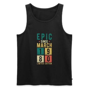 Birthday March 1980 - Men's Premium Organic Tank Top - black - Front - Michal (187cm)