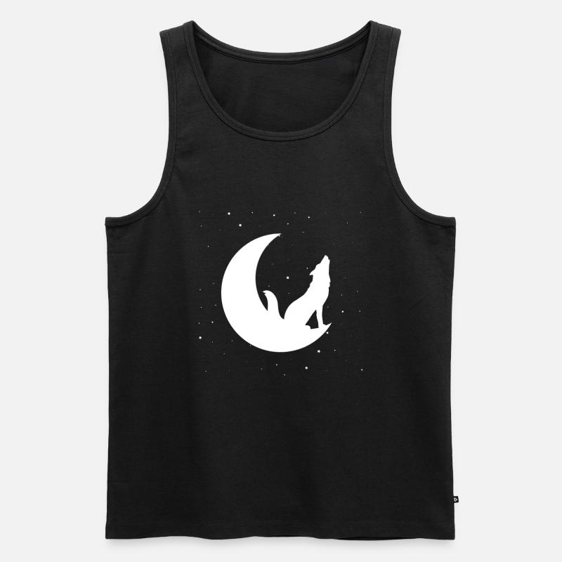 Wolf Mond - Männer Premium Bio Tank Top - Schwarz