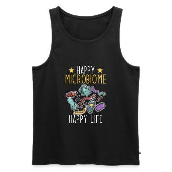 Mikrobiom Spruch Happy Microbiome Happy Life - Männer Premium Bio Tank Top - Schwarz - Vorne - Michal (187cm)