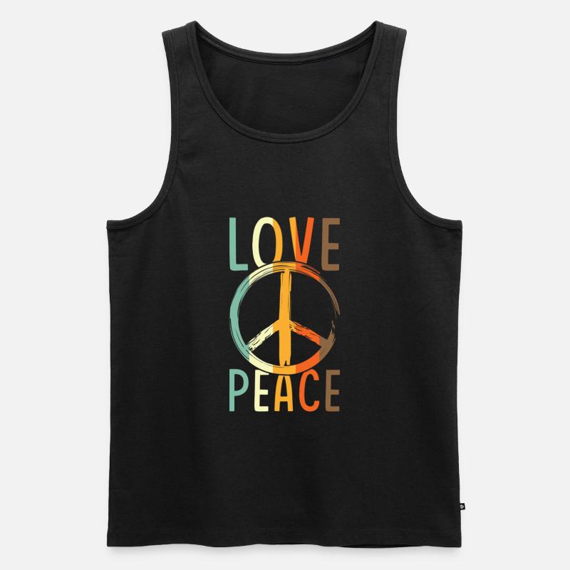 Love Peace Friedenszeichen - Männer Premium Bio Tank Top - Schwarz