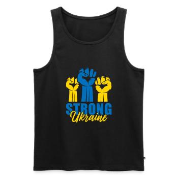 Strong Ukraine Faust - Männer Premium Bio Tank Top - Schwarz - Vorne - AI Model Male 178 light (178cm)