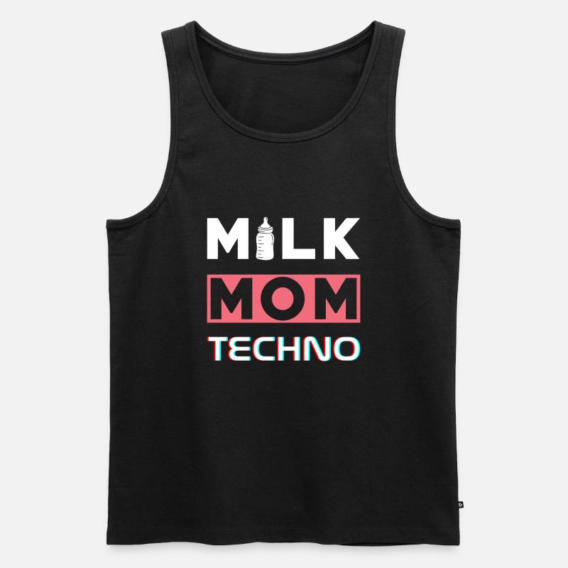Milk Mom Techno - Männer Premium Bio Tank Top - Schwarz