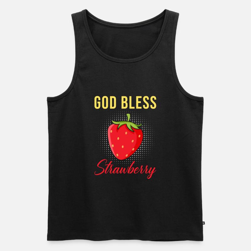 Erdbeeren Liebe Spruch - Männer Premium Bio Tank Top - Schwarz