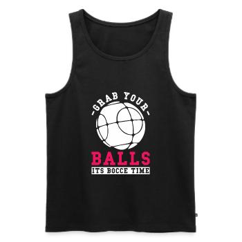 Pétanque Boule Prenez vos balles c’est l’heure de la pétanque - Débardeur bio Premium Homme - noir - Devant - AI Model Male 178 light (178cm)