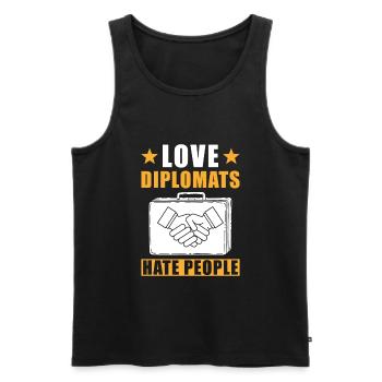 Cadeau des diplomates - Débardeur bio Premium Homme - noir - Devant - AI Model Male 178 light (178cm)