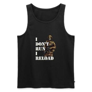 I Don't Run I Reload Army Soldier Special Forces - Männer Premium Bio Tank Top - Schwarz - Vorne - AI Model Male 178 light (178cm)