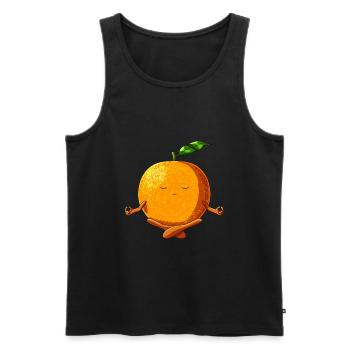 Funny Yoga Fruit Meditating Orange - Men's Premium Organic Tank Top - black - Front - AI Model Male 178 light (178cm)