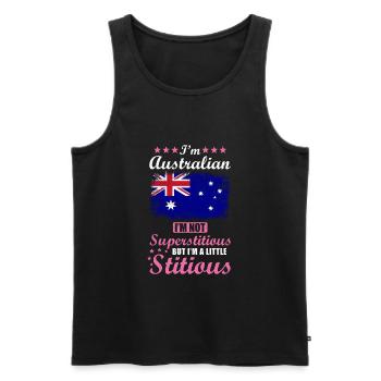 Australian Gift Funny Saying Australia - Men's Premium Organic Tank Top - black - Front - AI Model Male 178 light (178cm)
