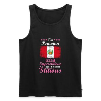 Peruvian Gift Funny Saying Peru - Men's Premium Organic Tank Top - black - Front - AI Model Male 178 light (178cm)