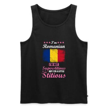 Romanian Gift funny saying Romania - Men's Premium Organic Tank Top - black - Front - AI Model Male 178 light (178cm)
