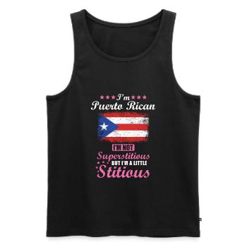 Puerto Rican Gift Funny Saying Puerto - Men's Premium Organic Tank Top - black - Front - AI Model Male 178 light (178cm)