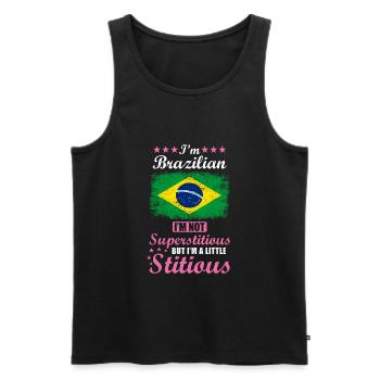 Brazilian Gift funny saying Brazil - Men's Premium Organic Tank Top - black - Front - AI Model Male 178 light (178cm)