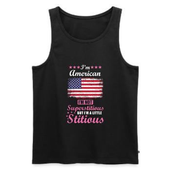 American Gift Funny Saying USA - Men's Premium Organic Tank Top - black - Front - AI Model Male 178 light (178cm)