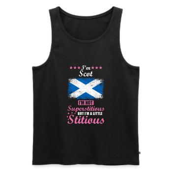 Scottish Woman Superstitious Stitious - Men's Premium Organic Tank Top - black - Front - AI Model Male 178 light (178cm)