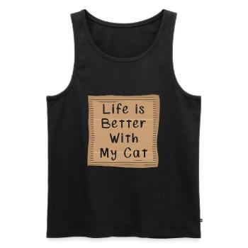 Katze - Männer Premium Bio Tank Top - Schwarz - Vorne - Michal (187cm)