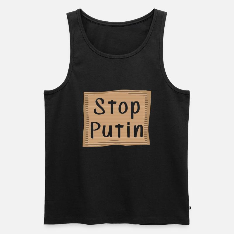 Stop Putin - Männer Premium Bio Tank Top - Schwarz
