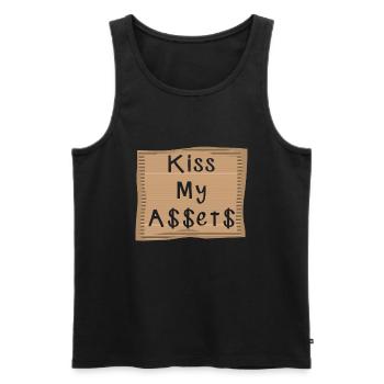Embrassez mes A$$et$ Embrassez mes actifs Argent En disant - Débardeur bio Premium Homme - noir - Devant - AI Model Male 178 light (178cm)