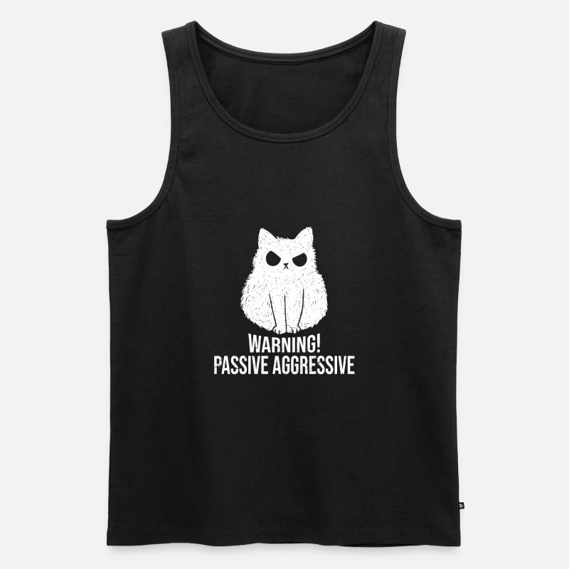 Cat Warning Passive Aggressive - Men's Premium Organic Tank Top - black