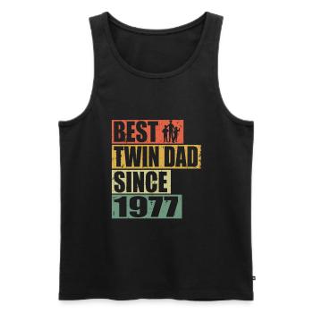 Jumeaux Père Père jumeau depuis 1977 - Débardeur bio Premium Homme - noir - Devant - AI Model Male 178 light (178cm)