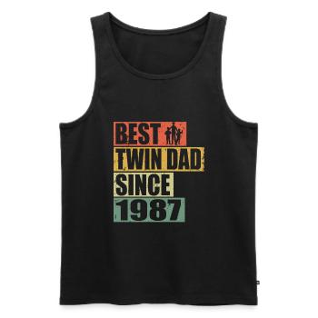 Twins Father Twin Father since 1987 - Men's Premium Organic Tank Top - black - Front - AI Model Male 178 light (178cm)
