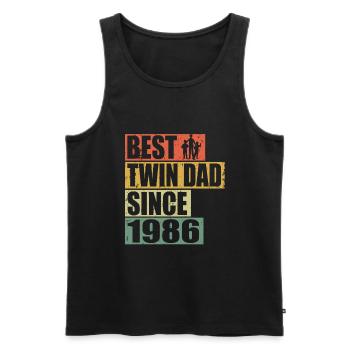 Zwillinge Vater Zwillingsvater seit 1986 - Männer Premium Bio Tank Top - Schwarz - Vorne - AI Model Male 178 light (178cm)