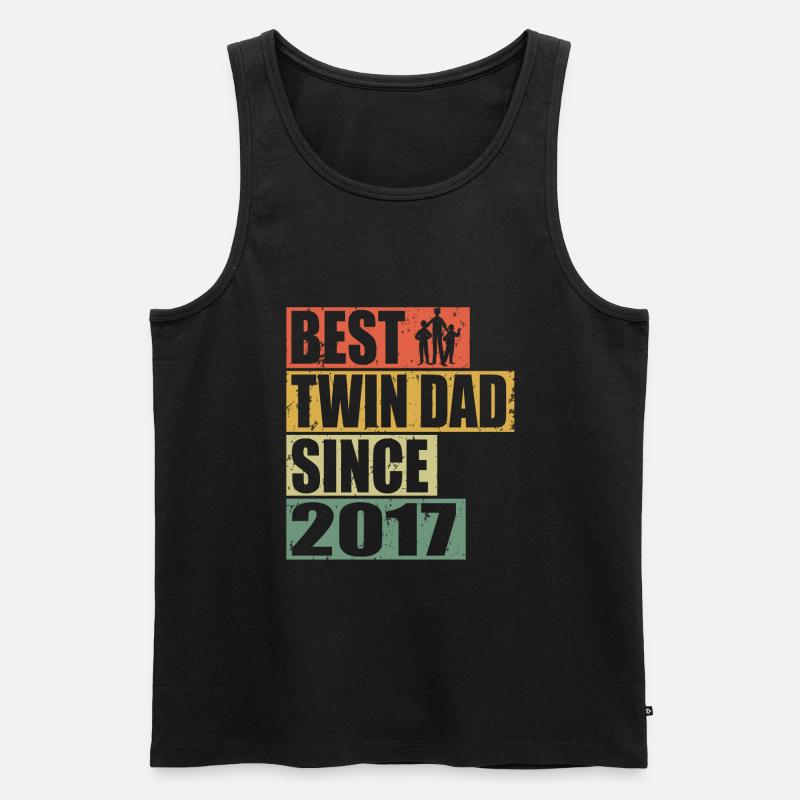 Zwillinge Vater Zwillingsvater seit 2017 - Männer Premium Bio Tank Top - Schwarz