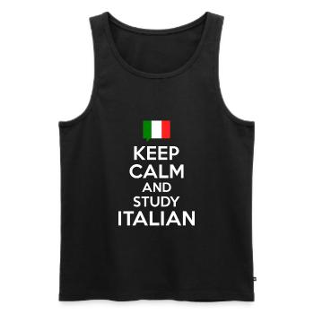 Keep Calm and study Italian - Männer Premium Bio Tank Top - Schwarz - Vorne - AI Model Male 178 light (178cm)