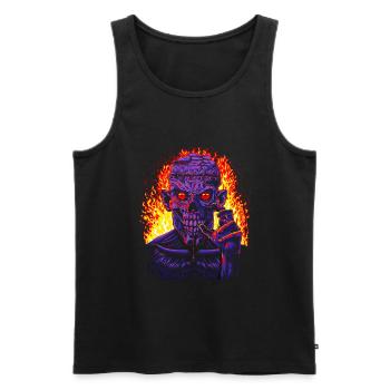 Zombie en feu - Débardeur bio Premium Homme - noir - Devant - Michal (187cm)