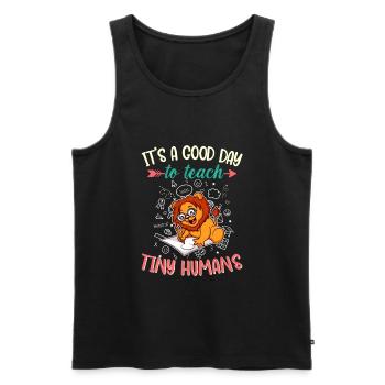 Good Day To Teach Tiny Humans Elementary Teacher - Men's Premium Organic Tank Top - black - Front - AI Model Male 178 light (178cm)