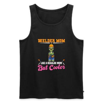Maman soudeuse comme une maman régulière mais plus cool - Débardeur bio Premium Homme - noir - Devant - Michal (187cm)