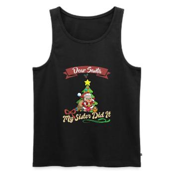 Cher Père Noël Ma sœur l’a fait frères et sœurs Noël - Débardeur bio Premium Homme - noir - Devant - Michal (187cm)