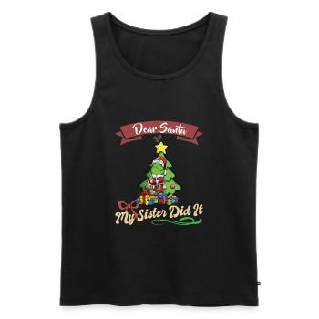 Cher Père Noël Ma sœur l’a fait frères et sœurs Noël - Débardeur bio Premium Homme - noir - Devant - Michal (187cm)